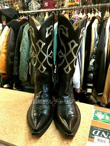 リオスオブメルセデス ローパーブーツ 黒 ウエスタンブーツ　9.5 RIOS of MERCEDES / Crepe Sole Roper Boots(spide